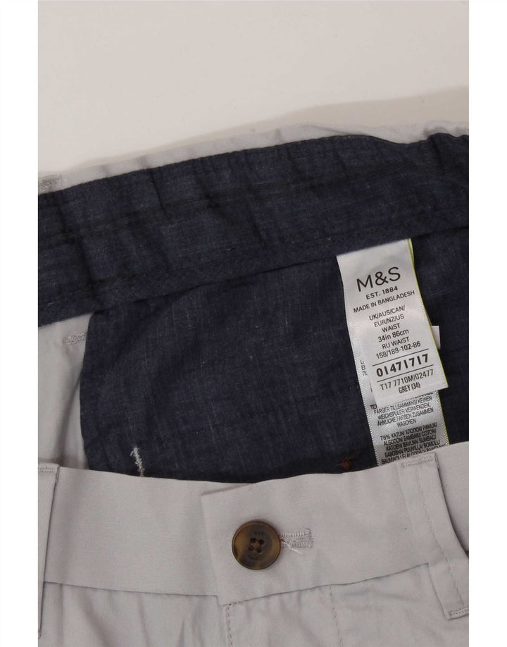 Ανδρικό σορτς Chino Marks & Spencer W34 μεγάλο γκρι βαμβακερό