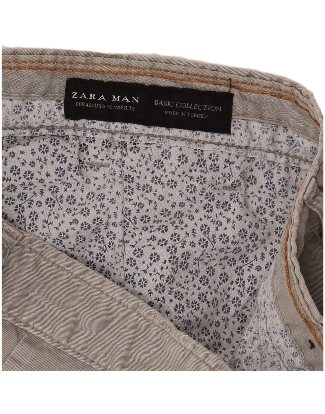 Zara Ανδρικό σορτς Chino EU 42 Large W32 Γκρι