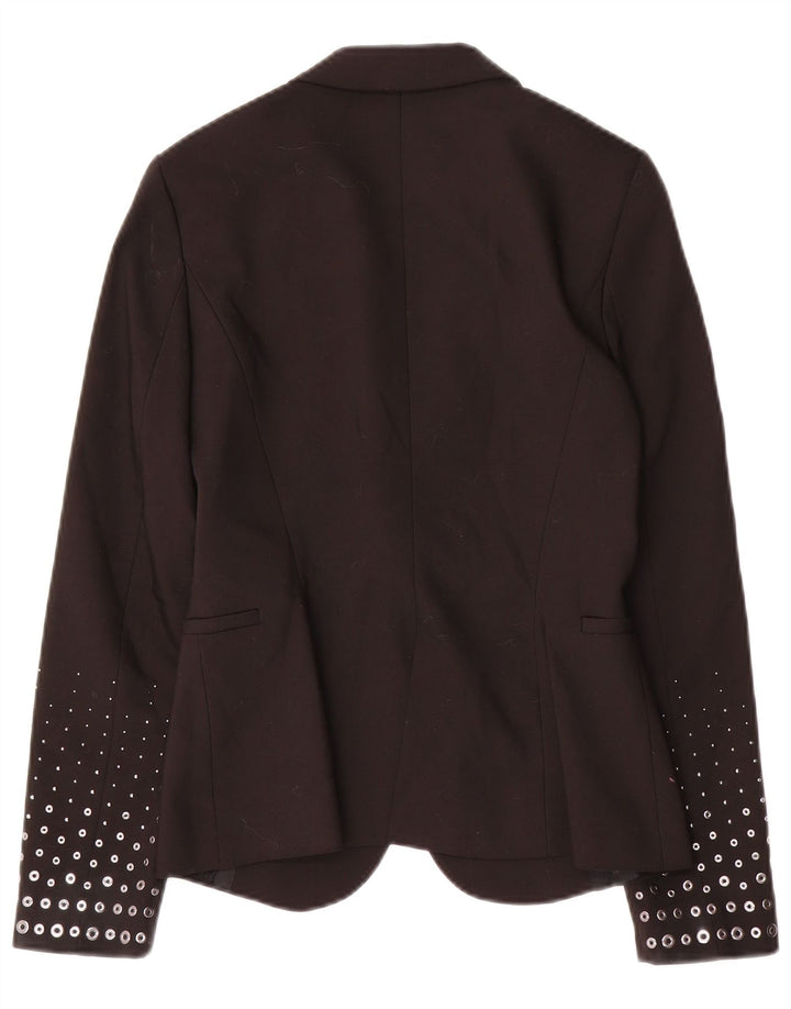 ZARA Γυναικείο Μπουφάν 1 Κουμπί Blazer UK 10 Small Black Polyester