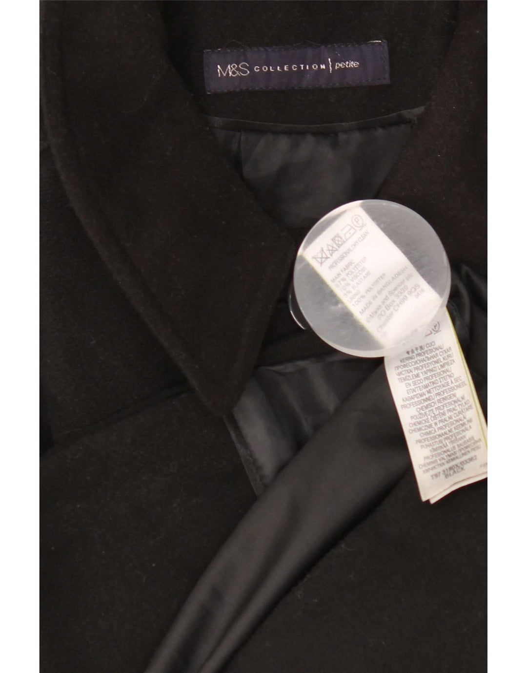 Marks & Spencer Γυναικείο παλτό UK 10 Small Black Polyester