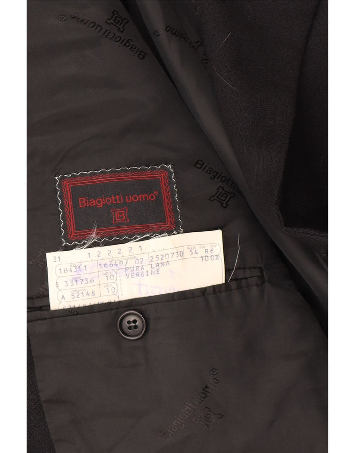 BIAGIOTTI Ανδρικό τζάκετ σακάκι με 4 κουμπιά IT 54 2XL μαύρο μαλλί