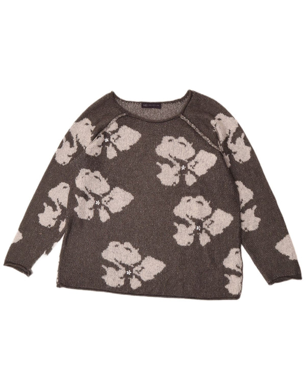 Marks & Spencer Γυναικείο πουλόβερ με λαιμόκαυστο UK 14 Large Grey Floral