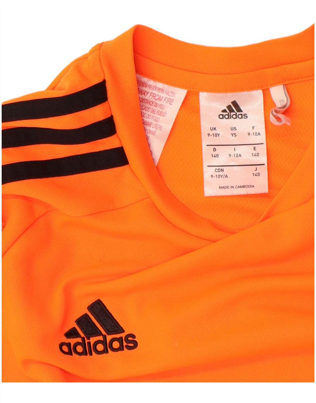 ADIDAS Boys Climalite T-Shirt Top 9-10 Years Orange Colourblock Polyester