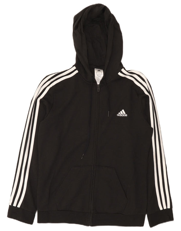 Adidas Γυναικείο πουλόβερ με κουκούλα με φερμουάρ UK 16/18 μεγάλο μαύρο βαμβακερό