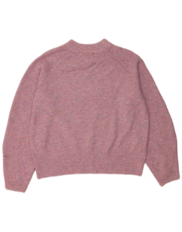 Marks & Spencer Γυναικείο πουλόβερ με λαιμόκοψη UK 14 Medium Pink Acrylic