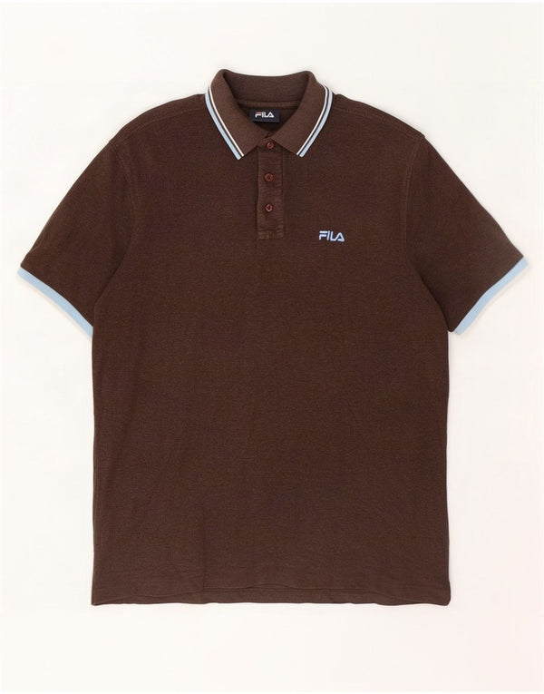 Fila Mens Polo Shirt Large Brown Cotton
