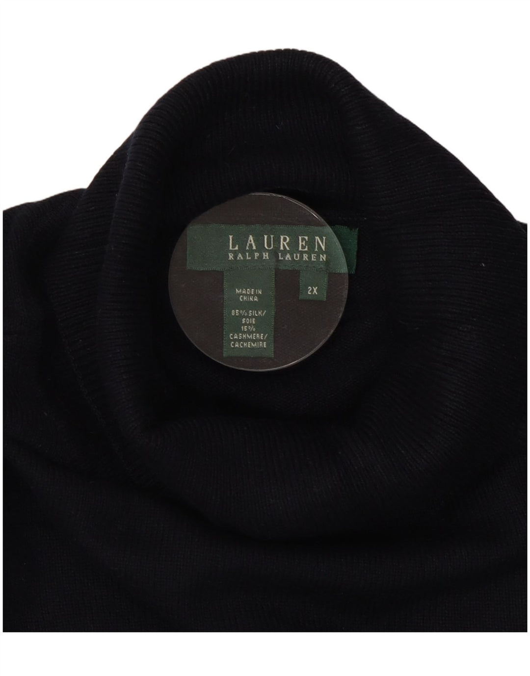 RALPH LAUREN Γυναικείο πουλόβερ με ρολό λαιμόκοψη UK 20 2XL Navy Blue Silk