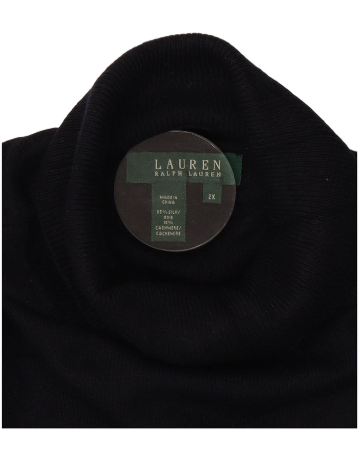 RALPH LAUREN Γυναικείο πουλόβερ με ρολό λαιμόκοψη UK 20 2XL Navy Blue Silk