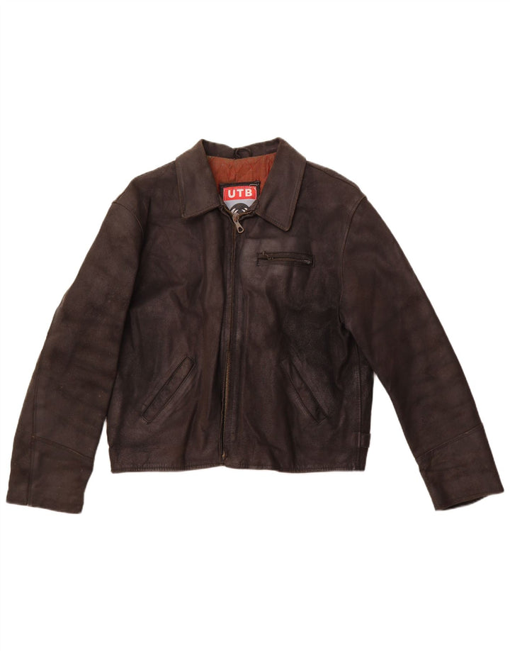 Vintage Γυναικείο Δερμάτινο Μπουφάν UK 16 Large Μαύρο Δερμάτινο