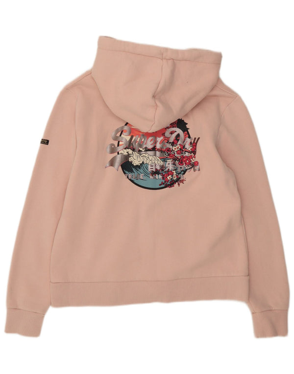 Superdry Γυναικείο πουλόβερ με κουκούλα με φερμουάρ UK 14 μεγάλο ροζ βαμβακερό