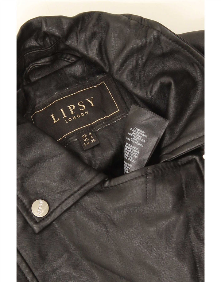 Lipsy Γυναικείο Faux Leather Biker Jacket UK 8 Small Black Polyester