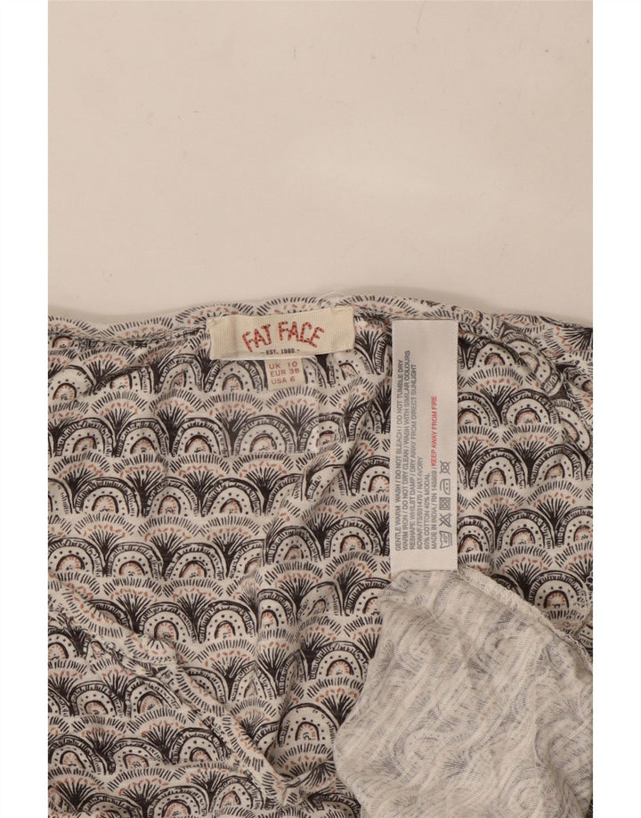 FAT FACE Γυναικείο υπερμεγέθη γραφικό μπλουζάκι Top 10 UK Small Grey Geometric