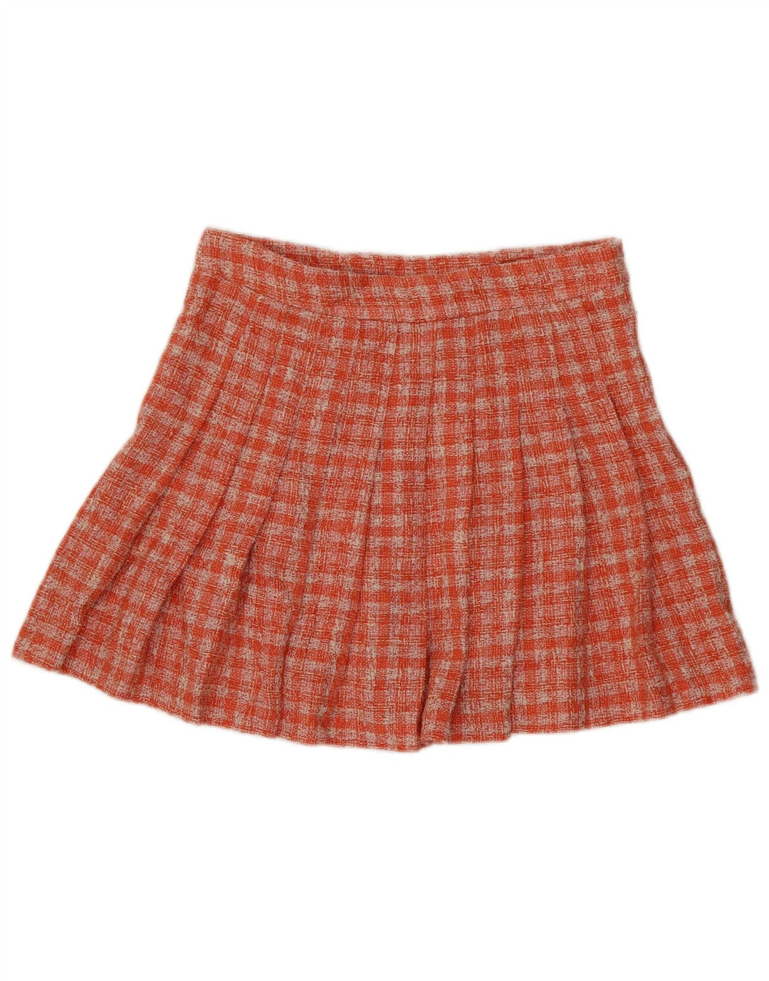 Zara Γυναικεία μίνι πλισέ φούστα Medium W28 Πορτοκαλί Check Polyester