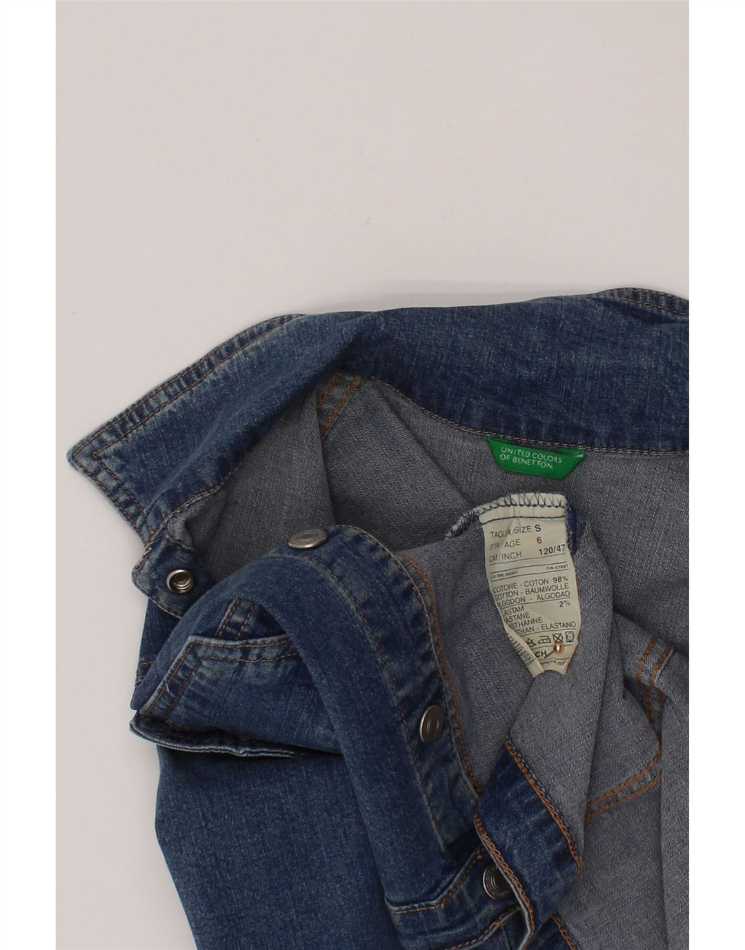 BENETTON Boys Denim Jacket 5-6 ετών Small Blue Cotton