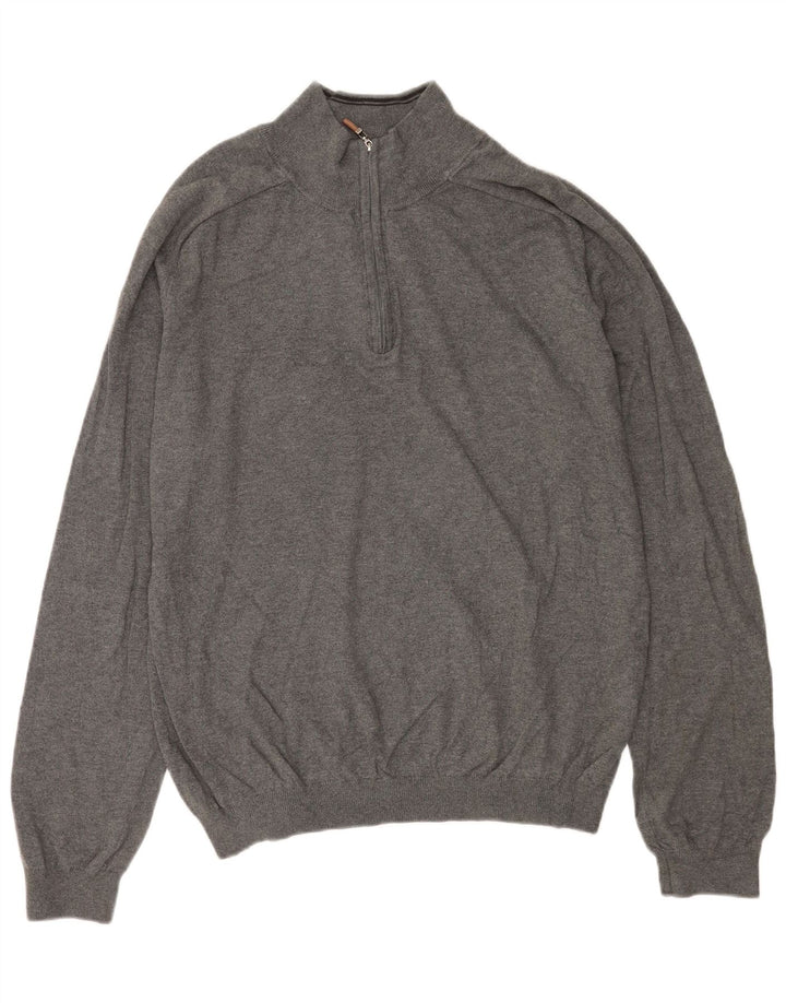 EDDIE BAUER Ανδρικό πουλόβερ με φερμουάρ μεγάλο γκρι βαμβακερό