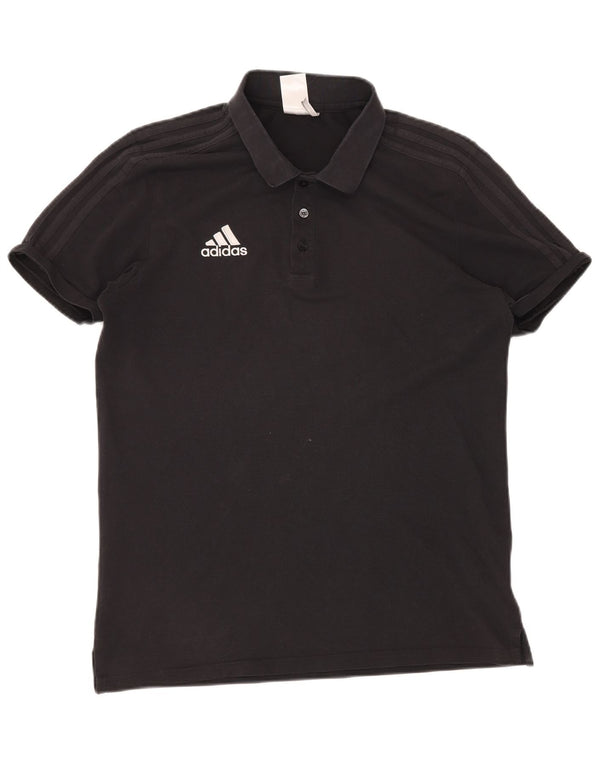 Ανδρικό πουκάμισο ADIDAS Climalite Polo μεγάλο μαύρο βαμβακερό