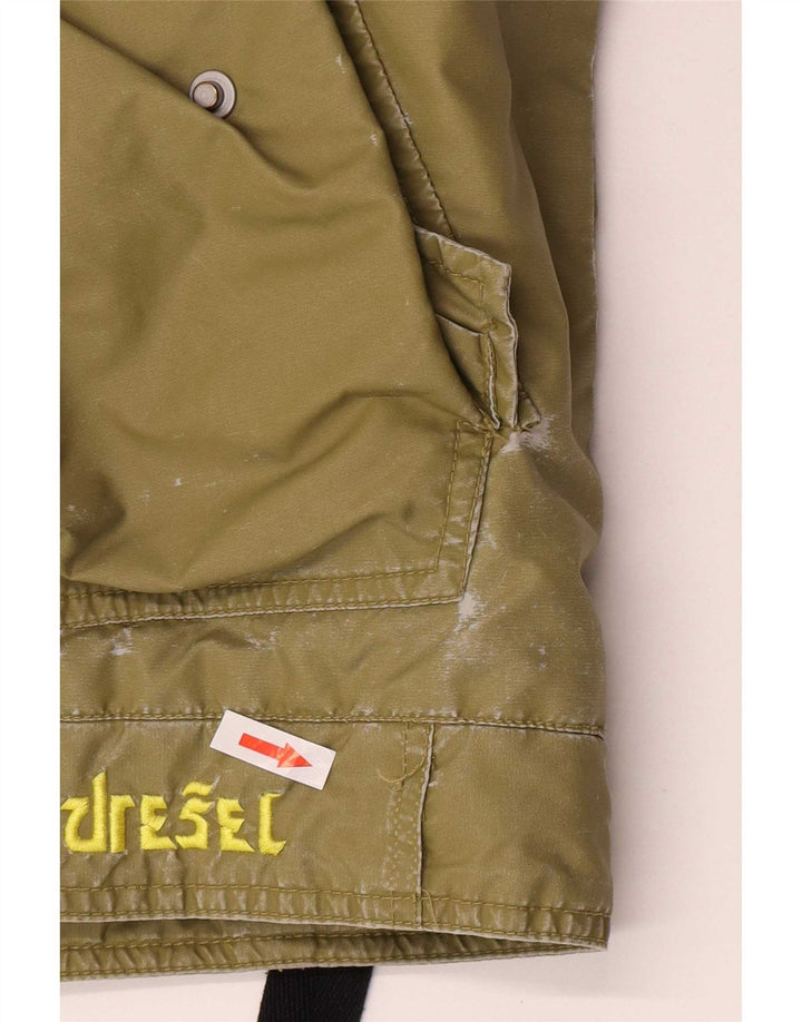 Diesel Boys Graphic Hooded Bomber Jacket 13-14 Years XL Khaki Polyamide