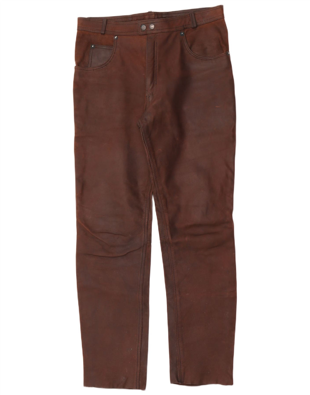 Ανδρικό δερμάτινο ίσιο παντελόνι American Eagle W36 L32 Καφέ