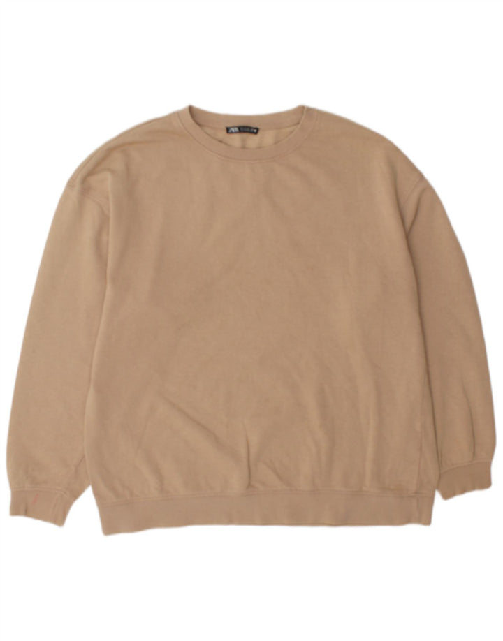 Zara Ανδρικό Φούτερ Jumper Μικρό Μπεζ Βαμβακερό