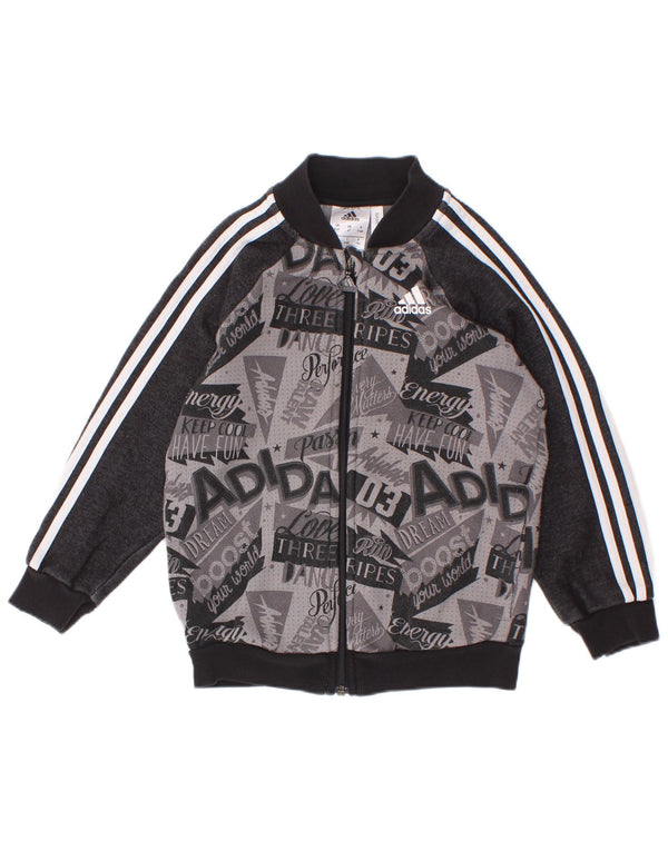 Adidas Boys Graphic αθλητική φόρμα τοπ μπουφάν 3-4 ετών γκρι χρώματος βαμβακερό