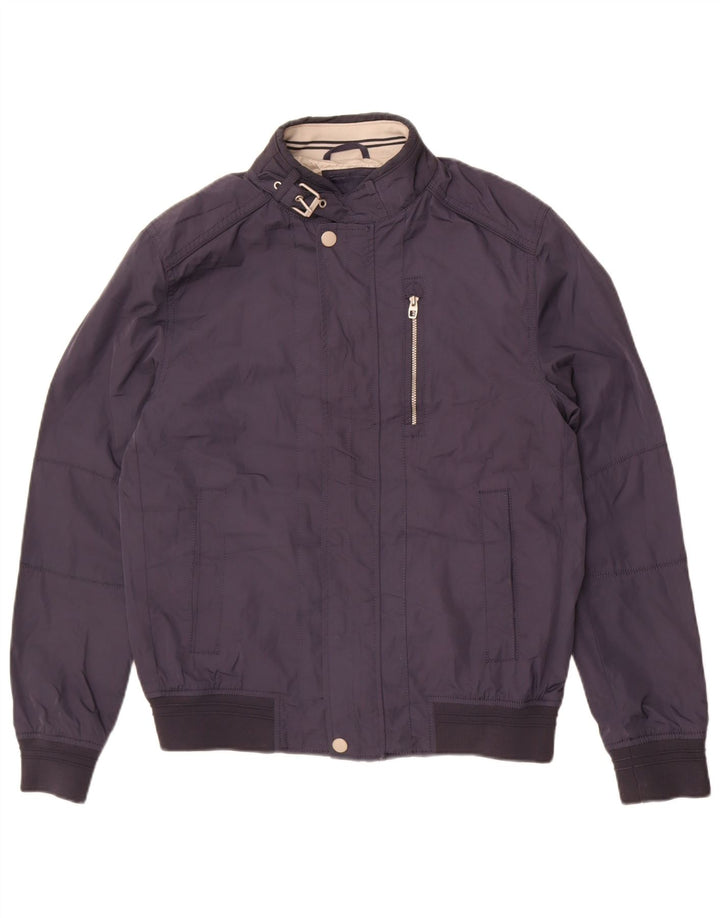 Zara Ανδρικό Bomber Jacket UK 40 Large Navy Blue Polyester