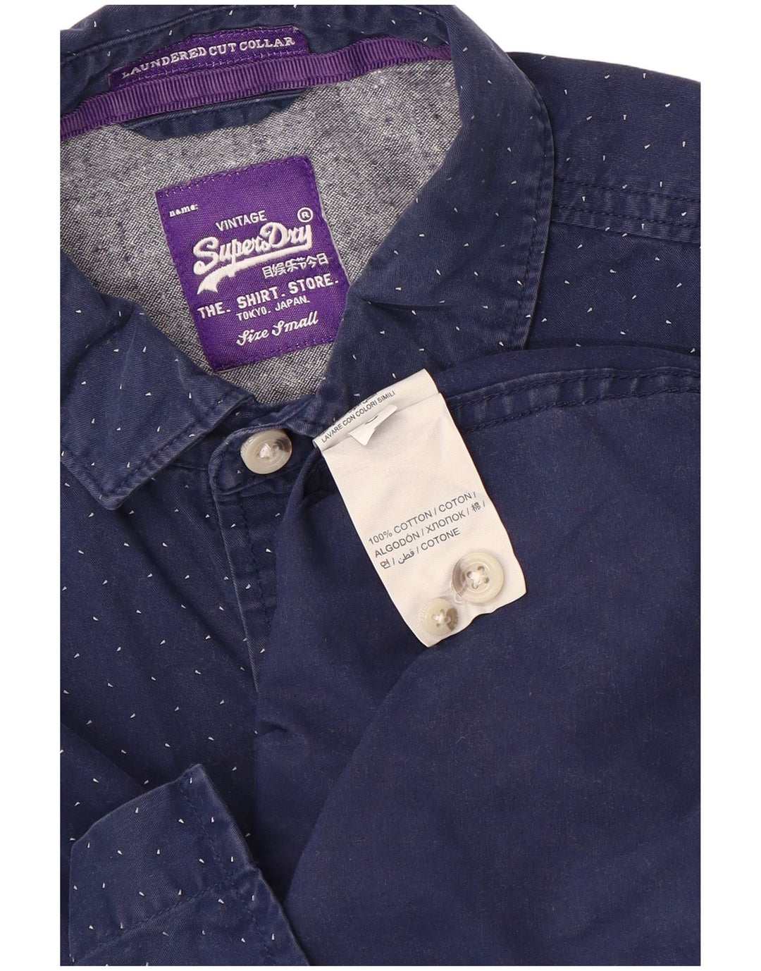 Ανδρικό πουκάμισο Superdry Μικρό Βαμβακερό με μπλε κουκκίδες
