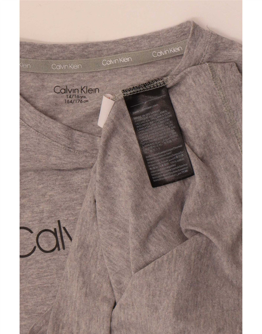 Calvin Klein Boys κανονικό γραφικό τοπ μακρυμάνικο 14-15 ετών Γκρι βαμβακερό