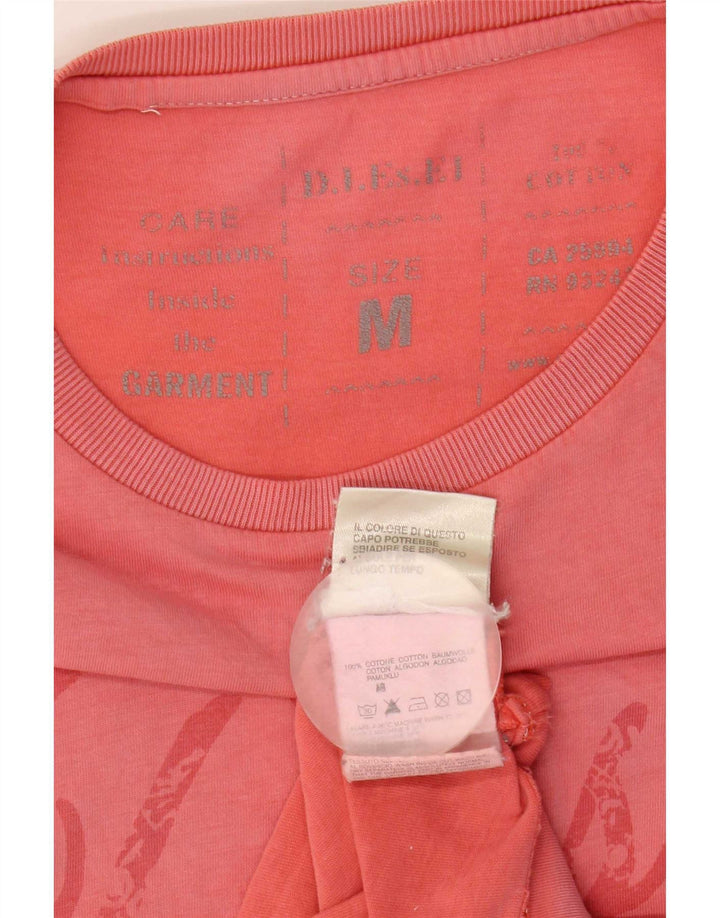 Ανδρικό γραφικό T-Shirt Diesel Top Μεσαίο Ροζ Βαμβακερό