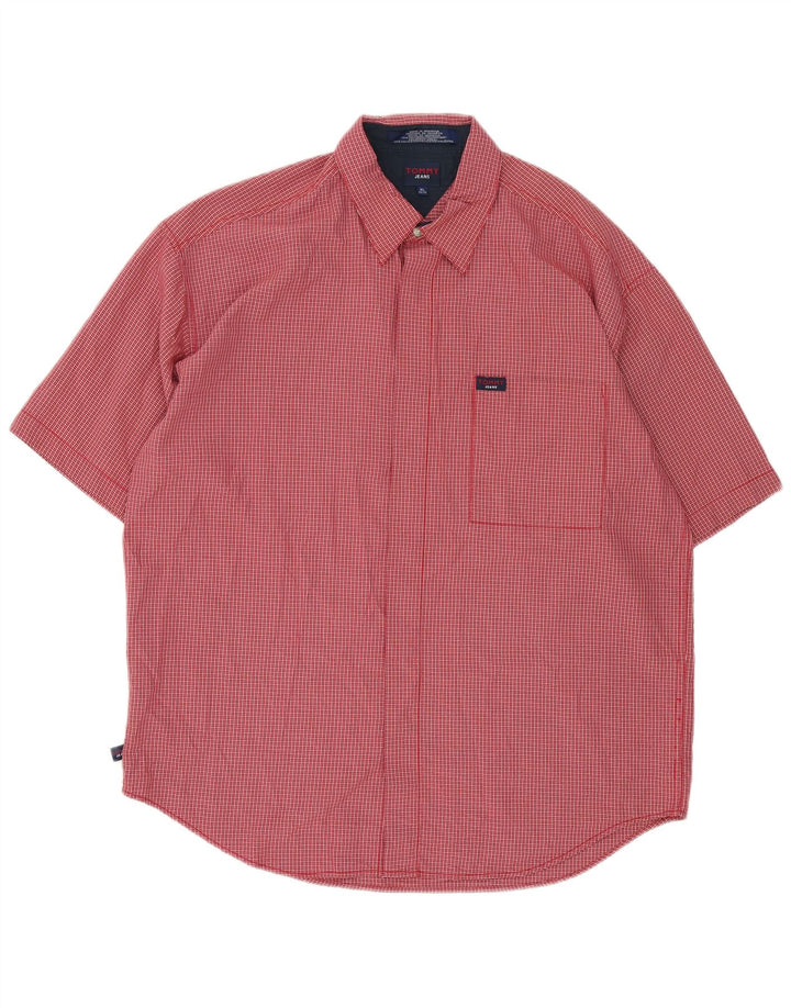 Ανδρικό κοντομάνικο πουκάμισο Tommy Hilfiger XL Red Gingham Polyester