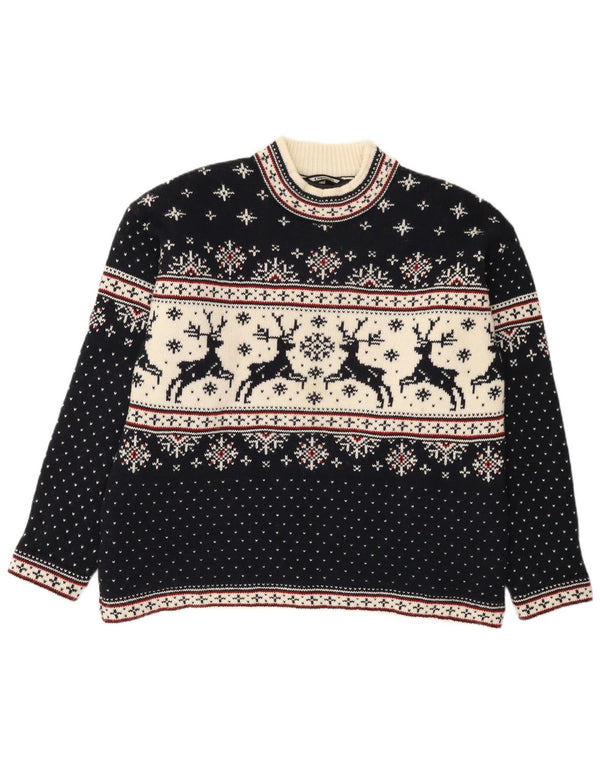F.LLI Campagnolo Ανδρικό πουλόβερ με λαιμόκοψη 2XL Navy Blue Christmas