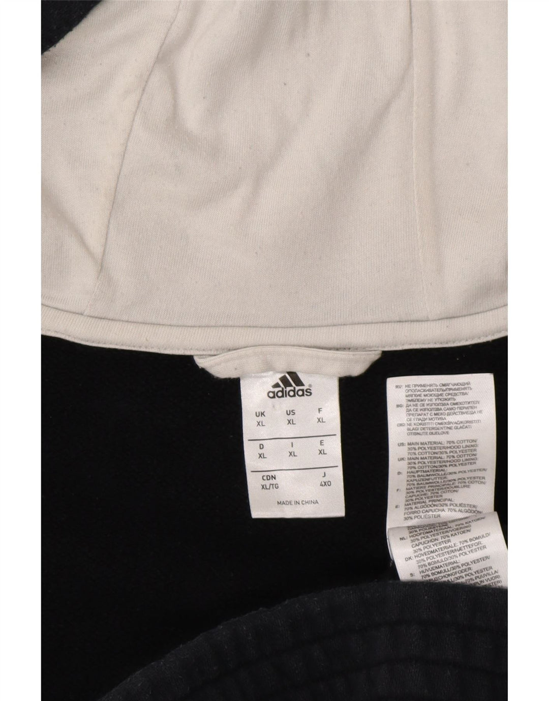 Ανδρικό πουλόβερ με κουκούλα με φερμουάρ ADIDAS XL Navy Blue Cotton