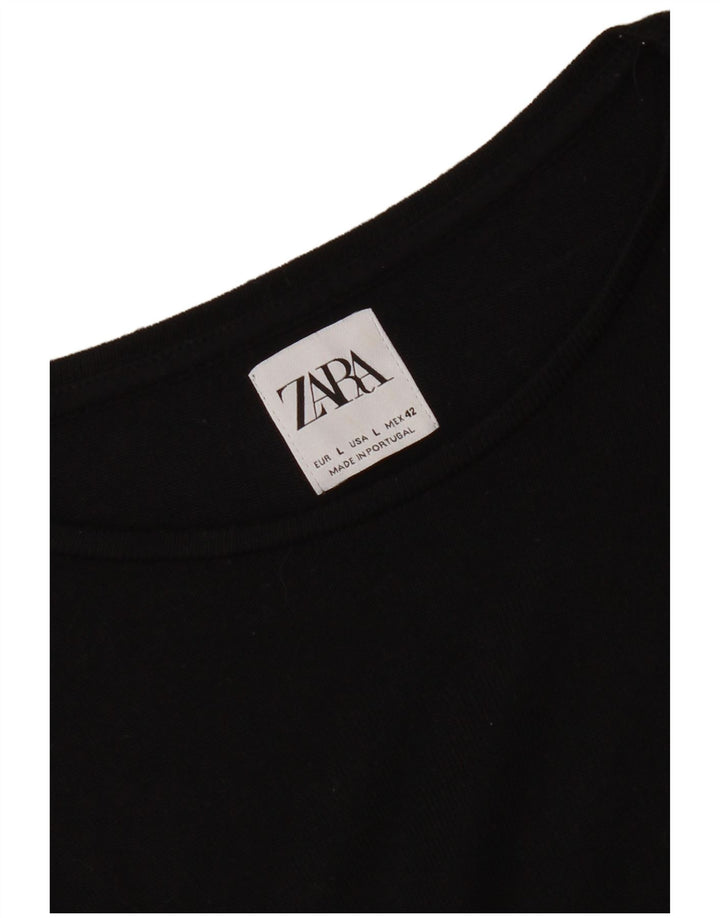 Zara Γυναικείο T-Shirt Top UK 16 Large Black