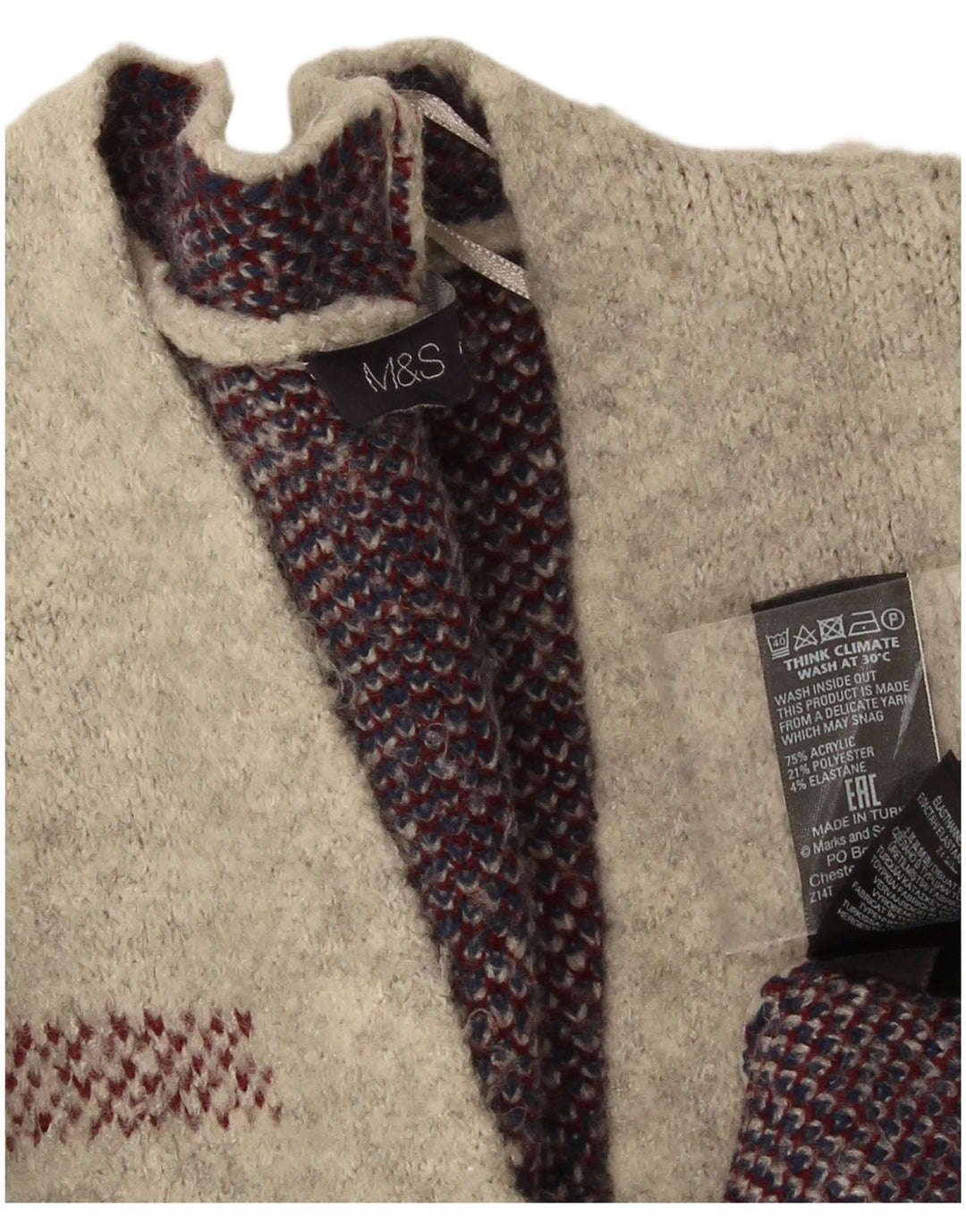 Marks & Spencer Γυναικείο πουλόβερ Longline Cardigan UK 16 Large Grey Check