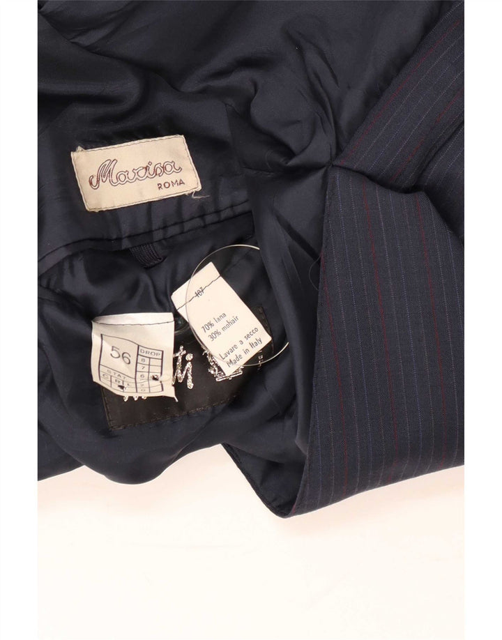 Monti Ανδρικό μπουφάν Blazer με διπλό στήθος IT 56 3XL Navy Blue ριγέ μαλλί