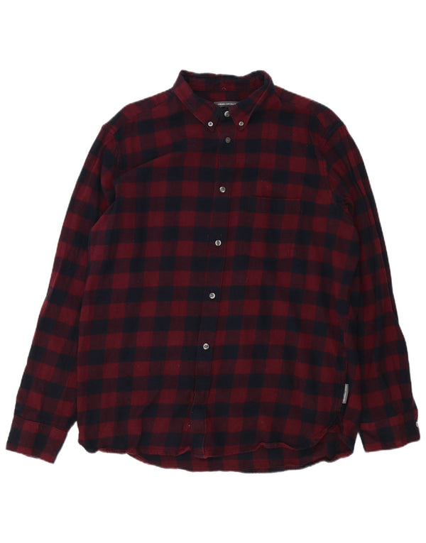 Ανδρικό πουκάμισο French Connection Flannel 2XL Βουργουνδί Gingham Cotton