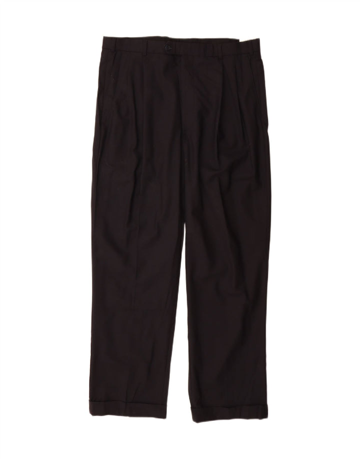 Brooks Brothers Ανδρικό 346 παντελόνι με καρφίτσα W36 L32 Navy Blue Wool