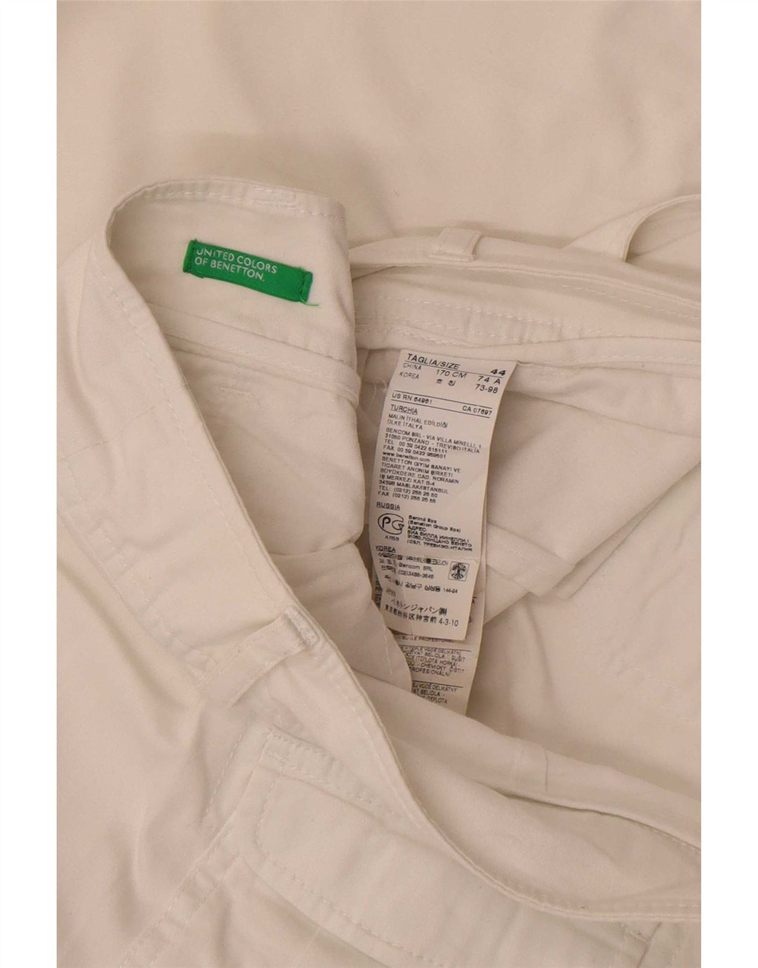 Benetton Γυναικείο Bootcut Casual Παντελόνι IT 44 Medium W32 L32 Λευκό βαμβακερό
