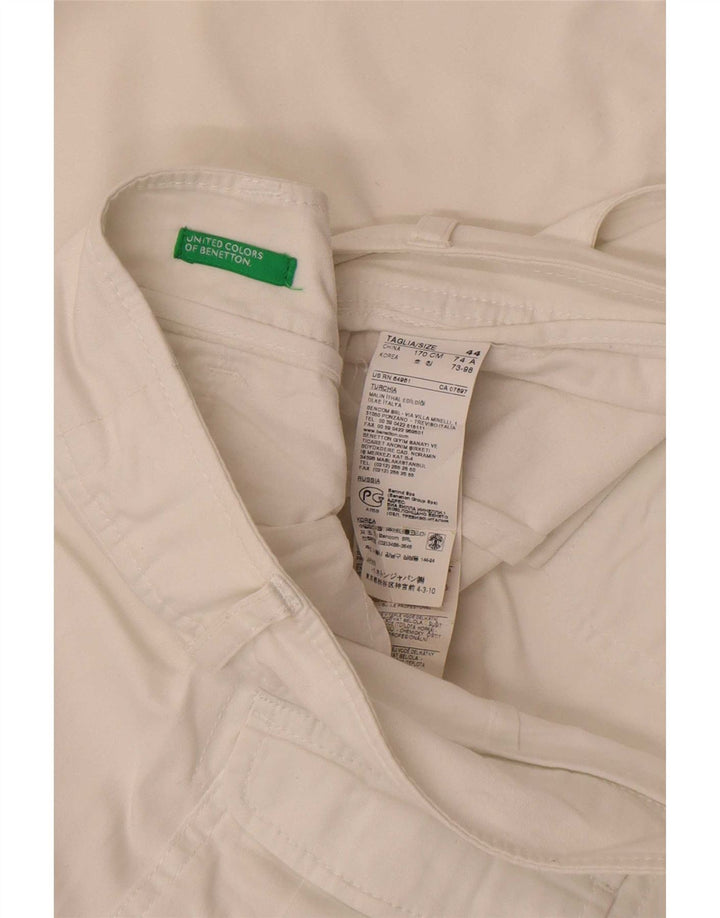 Benetton Γυναικείο Bootcut Casual Παντελόνι IT 44 Medium W32 L32 Λευκό βαμβακερό