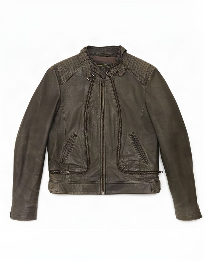 Γυναικείο Δερμάτινο Μπουφάν MINT VELVET UK 12 Medium Green