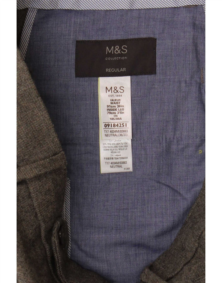Marks & Spencer Ανδρικό ίσιο κανονικό παντελόνι W36 L31 Γκρι πολυεστέρας