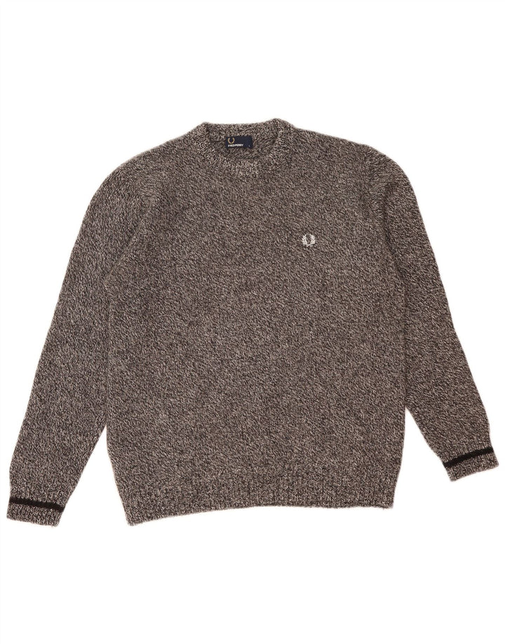 Fred Perry Ανδρικό πουλόβερ με λαιμόκοψη με μεγάλο γκρι μαλλί