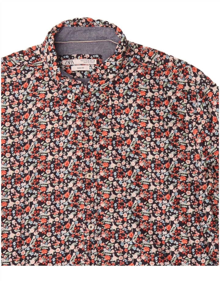 Ανδρικό πουκάμισο Zara Slim Fit Medium πολύχρωμο Floral