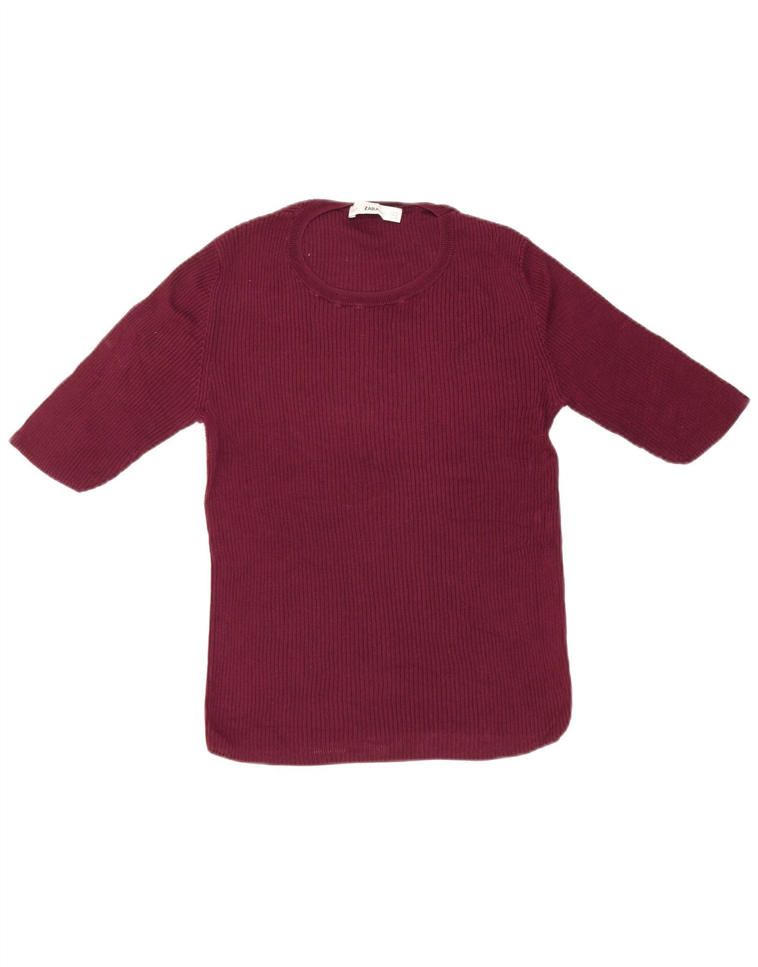 Zara Γυναικείο T-Shirt Top UK 12 Medium Burgundy