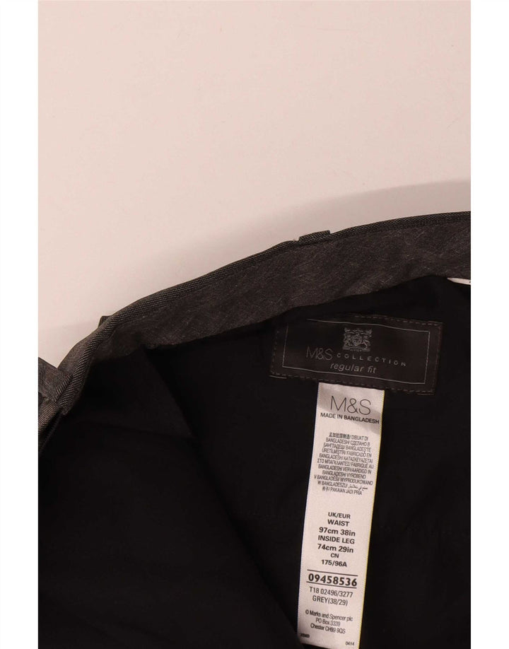 Marks & Spencer Ανδρικό ίσιο παντελόνι με κανονική εφαρμογή W38 L29 Γκρι