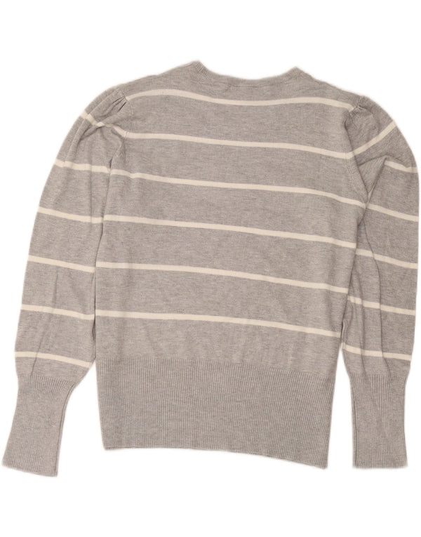 Marks & Spencer Γυναικείο πουλόβερ με λαιμόκοψη UK 18 XL γκρι ριγέ