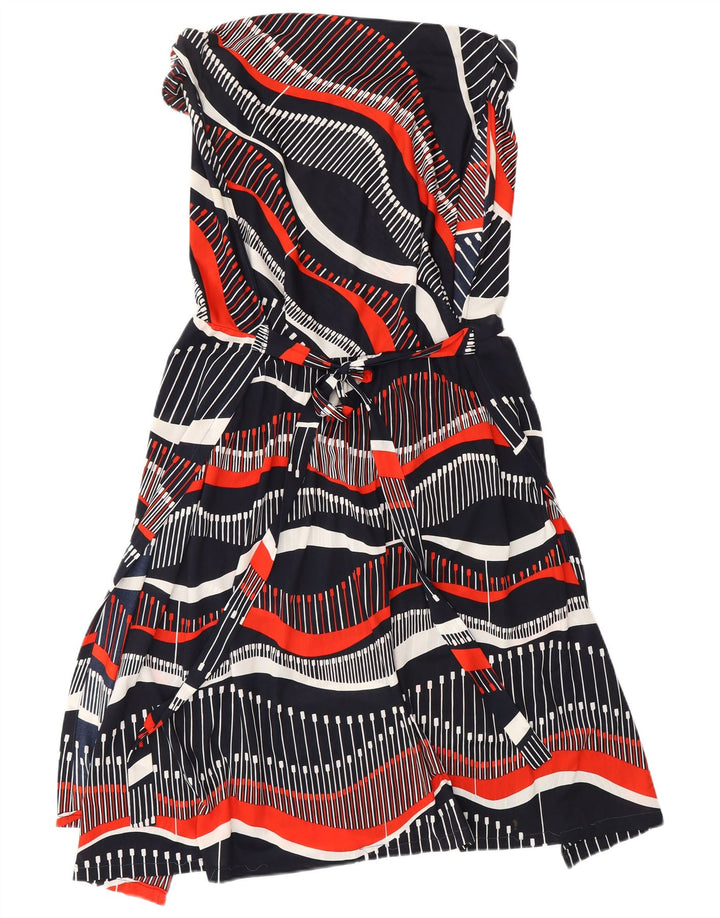 ROSLEIN Womens Strapless Dress UK 8 Small Navy Blue Geometric