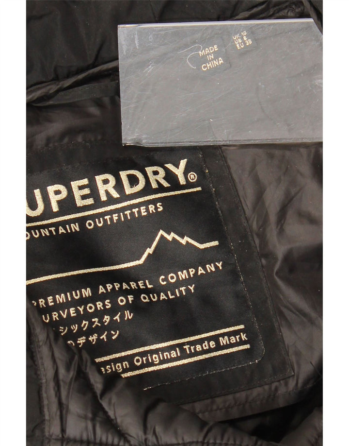 SUPERDRY Γυναικείο παλτό με κουκούλα UK 10 μικρό μαύρο πολυεστέρα