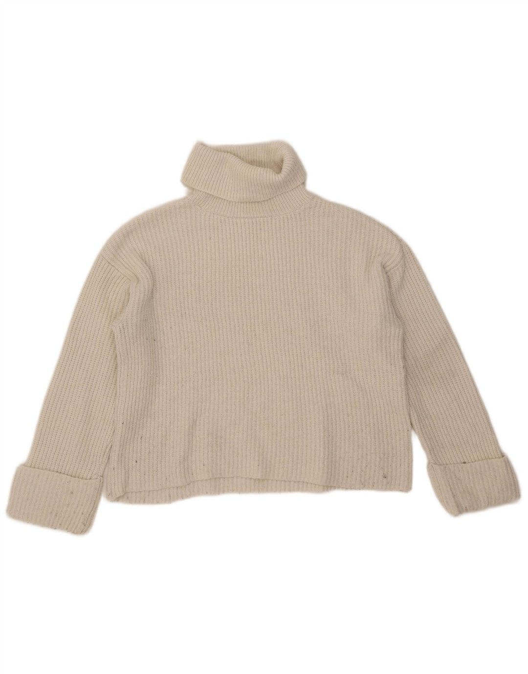 Marks & Spencer Γυναικείο Crop Roll Neck Jumper πουλόβερ UK 14 Medium White
