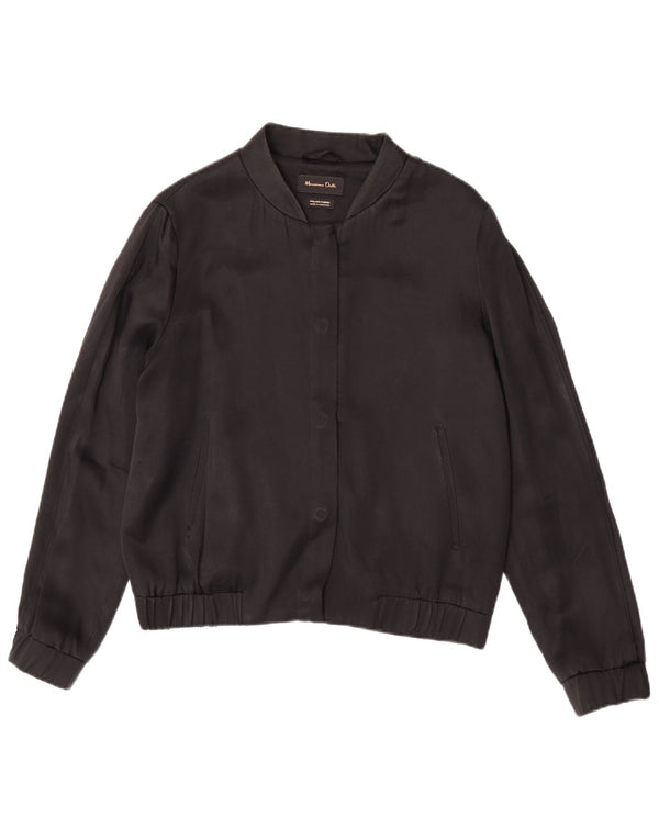 Massimo Dutti Γυναικείο Bomber Jacket UK 38 Medium Black Acetate