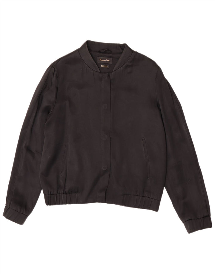 Massimo Dutti Γυναικείο Bomber Jacket UK 38 Medium Black Acetate